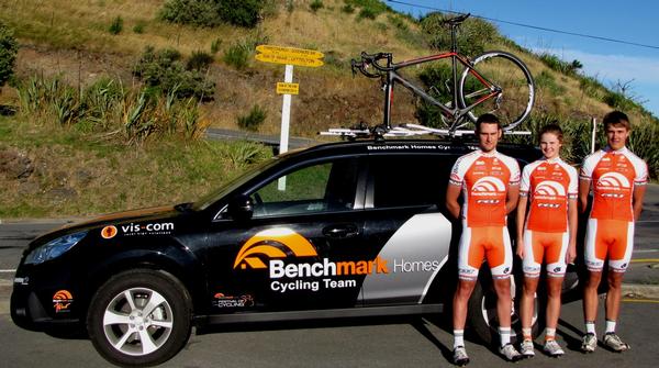 Starting at this week's Calder Stewart National Road Cycling Championships, the Benchmark Homes Cycling Team will be racing in Champion System clothing for the next three years. The riders are (left to Right) James McCoy (mens captain), Haley Mercer (women's captain) and Luke Wieblitz (newest development rider) 